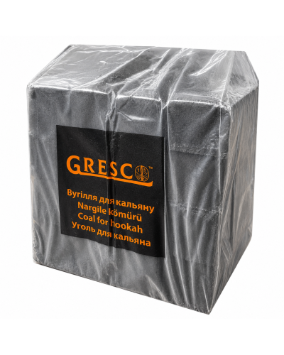 Уголь ореховый GRESCO для кальяна 1 кг 26 мм (64 кубика)