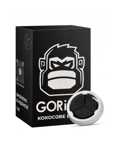 Вугілля кокосове Gorilla під калауд 1 кг (25х25 мм)