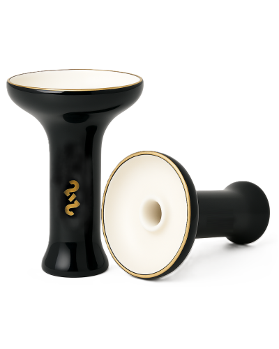 Чаша для кальяну 2x2 Medium Black Glass White (чорна з білим глянцева)