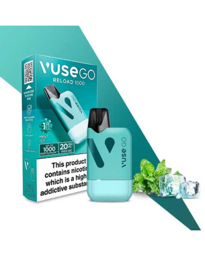 Pod система VUSE GO Reload 1000 Starter kit Box (Mint Ice) у бірюзовому кольорі
