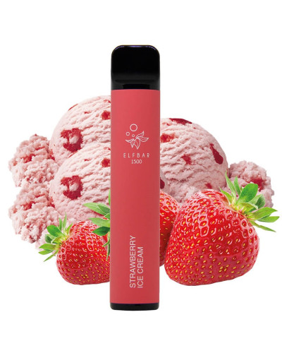 Одноразка ELF BAR 1500 "Strawberry Ice Cream" зі смаком полуничне морозиво