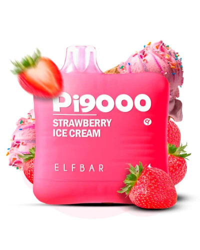 Одноразка ELF BAR Pi 9000 затяжек "Strawberry Ice Cream" со вкусом клубничное мороженое