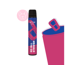 WOUF 1500 ЗАТЯЖОК №7 RED BULL STRAWBERRY ЗІ СМАКОМ ЕНЕРГЕТИКА ТА ПОЛУНИЦІ