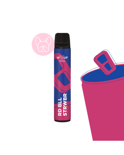 WOUF 1500 ЗАТЯЖОК №7 RED BULL STRAWBERRY ЗІ СМАКОМ ЕНЕРГЕТИКА ТА ПОЛУНИЦІ