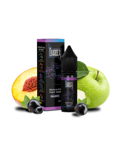 ЖИДКОСТЬ CHASER BLACK BALANCE 15 МЛ 50 МГ "BLACKCURRANT PEACH APPLE" СО ВКУСОМ СМОРОДИНЫ ПЕРСИКА И ЯБЛОКА