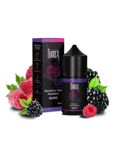 РІДИНА CHASER BLACK BALANCE 30 МЛ 50 МГ "BLACKBERRY SOUR PASPBERRY" ЗІ СМАКОМ ОЖИНИ ТА КИСЛОЙ МАЛИНИ