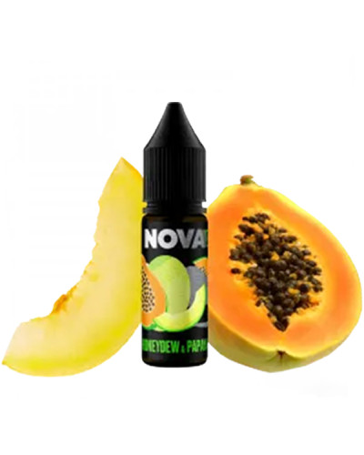 РІДИНА NOVA SALT 15 МЛ НА 50 МГ "HONEYDEW PAPAYA" ЗІ СМАКОМ ДИНІ ТА ПАПАЇ