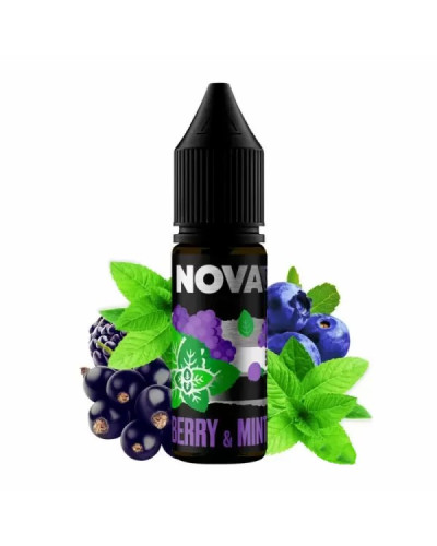 РІДИНА NOVA SALT 15 МЛ НА 50 МГ "BERRY MINT" ЗІ СМАКОМ ЯГОДИ З М'ЯТОЮ