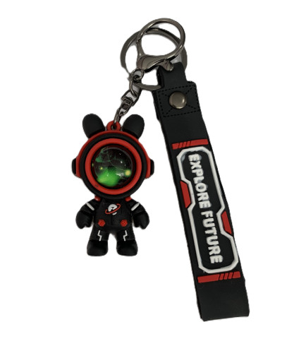 Брелок для ключів Explore Future "Astronaut" у чорно-червоному костюмі з зеленим віддображенням в шоломі
