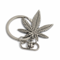 Брелок для ключей металлический «Cannabis Leaf Silver»