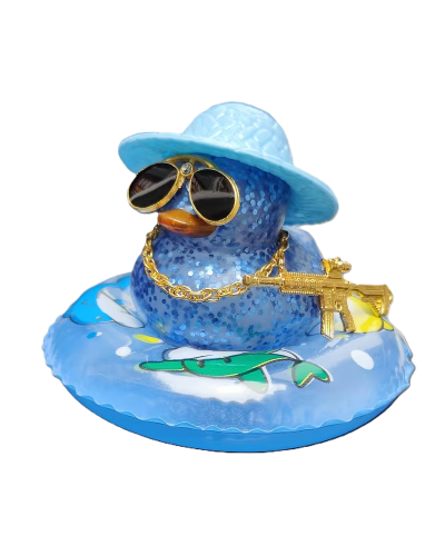 Cool Duck Синий утенок в шляпе с винтовкой и кругом для плавания (Диско-стайл)