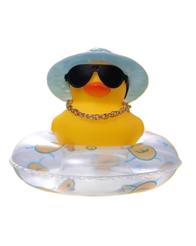 Cool Duck Желтый утенок в белой шляпе с кругом для плавания Cool Duck Желтый утенок в белой шляпе с кругом для плавания
