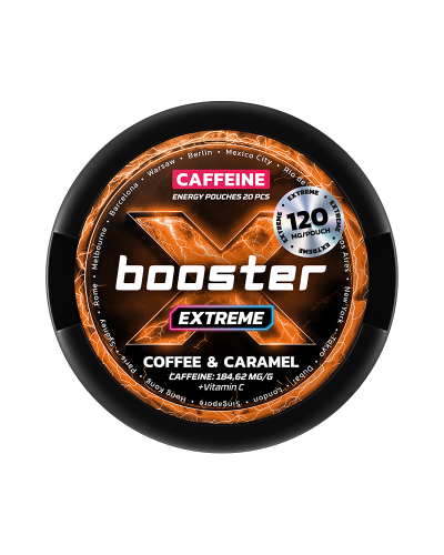 Кофеїновий снюс X BOOSTER Extreme 120мг Coffee & Caramel (Кава та карамель) 20шт